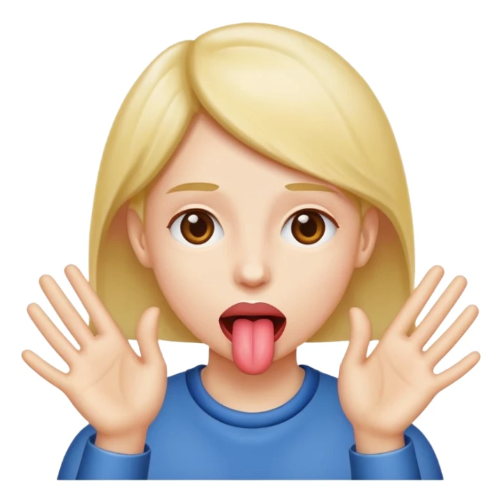 Tongue sticking out with hands to the side sticker