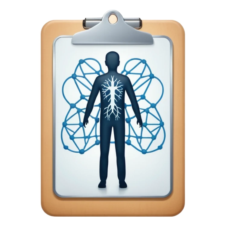 clipboard with a person silhouette and a neural network symbol sticker