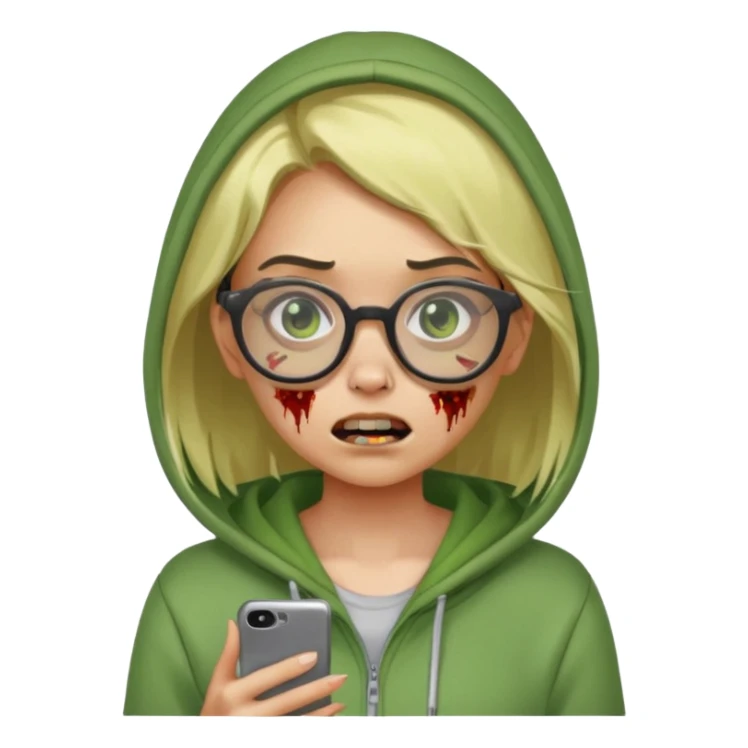 Zumbie emoji iphone girl green and glasses sticker