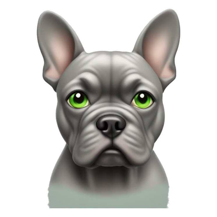focused grey French bull dog with green eyes in soft blur sticker