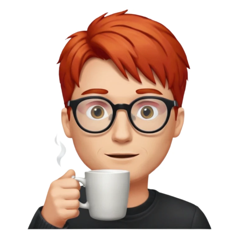 glasses red hair man drink coffee sticker