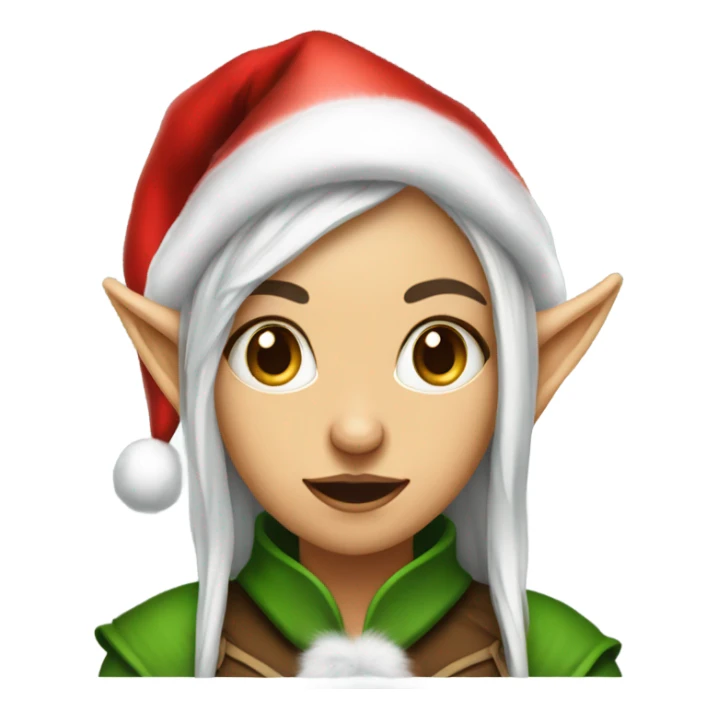 rogue female elf fantasy wearing santa hat sticker