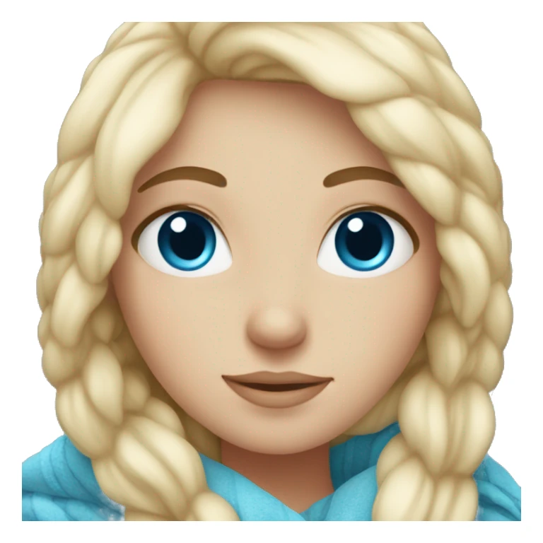 Blonde white Girl with blue eyes in Cozy blanket sticker