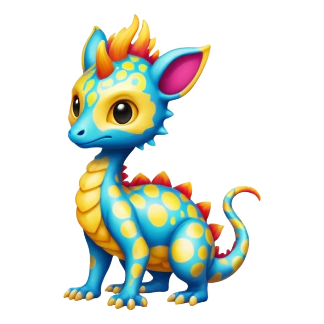 a colorful edgy cute vernid-fionbri-creature with splash patterns full body sticker