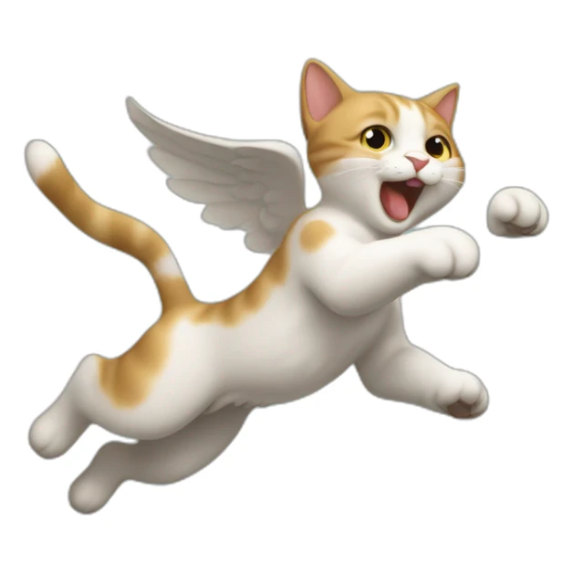 un gato volando cfon alas  sticker
