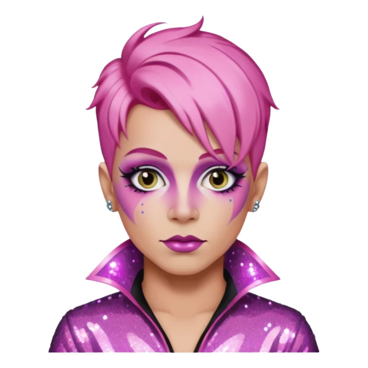 pink hair drag king fabulous makeup with glitter sticker