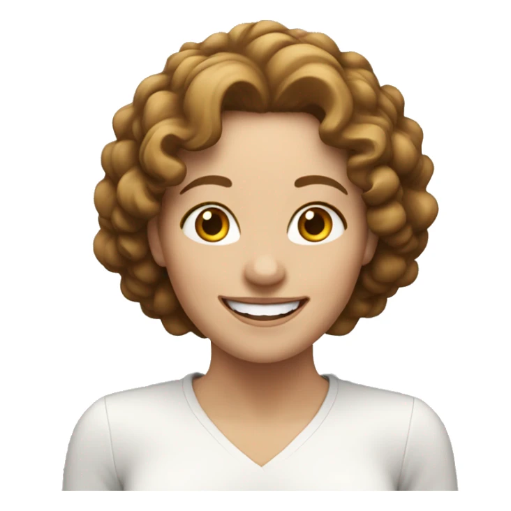 white woman very happy, brown and not much curly hair sticker