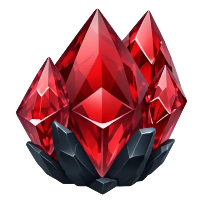 iOS sticker, dark fantasy crystal, monochrome red, minimal sticker
