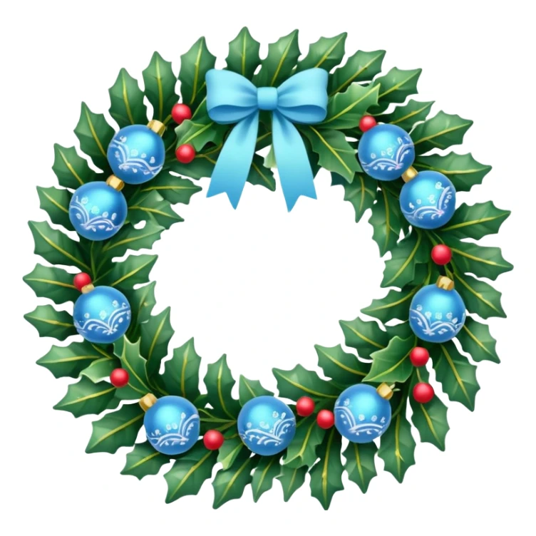 small Christmas wreath with light blue details sticker