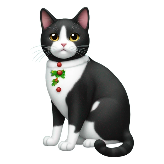 Tuxedo cat in Christmas pajamas sticker