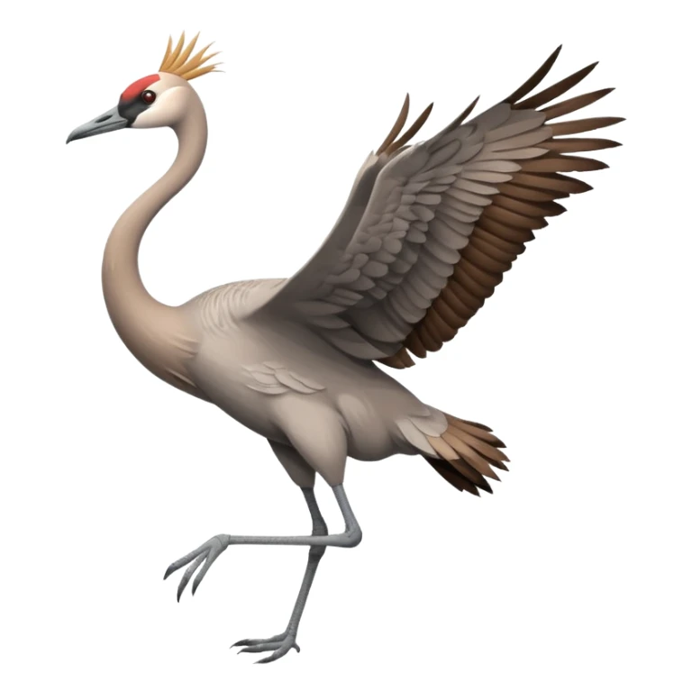 sand hill crane flying with one leg sticker