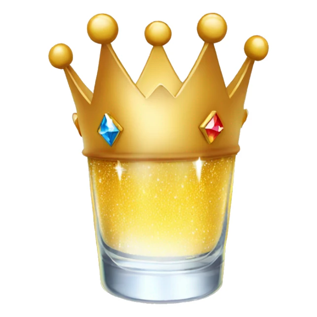 A sparkling shotglass inside of a crown sticker