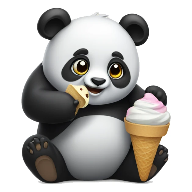 Panda eating ice cream sticker