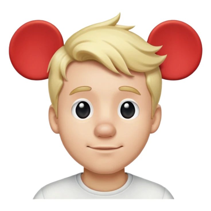 Man blonde hair wearing Mickey Mouse ears sticker