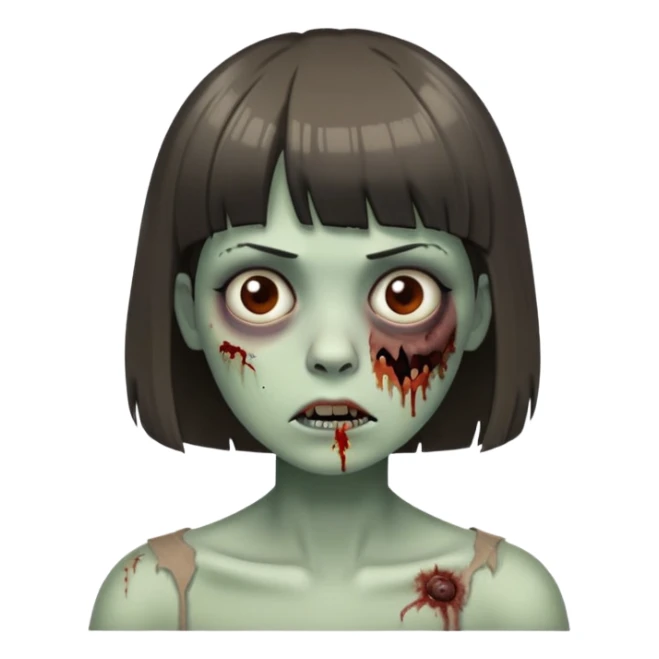zombie short hair w bang w mole in upper lips left side sticker