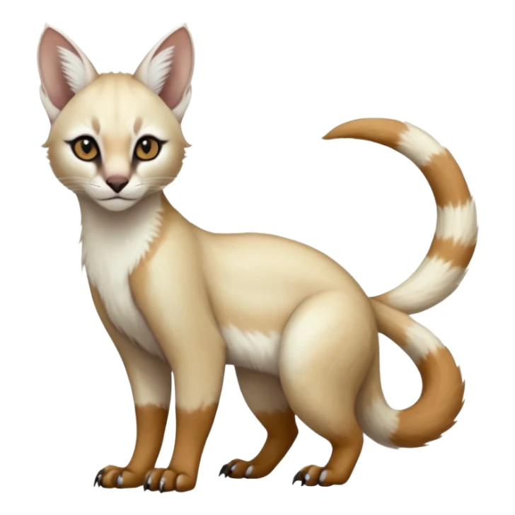 Plain albino soft smooth silky pale light pastel white glorious divine exotic cute cool beautiful fantasy-caracal-civet-genet-sergal-vernid-Cacomistle-Trico-oncilla-animal-Fakémon-hybrid-fursona (full body) sticker