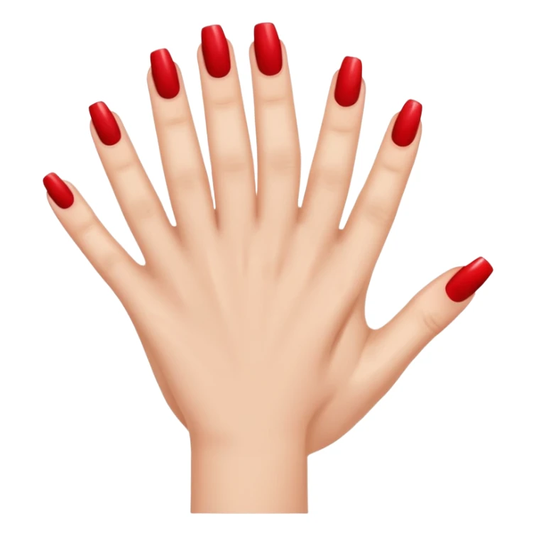 A woman's hand with red nail polish sticker