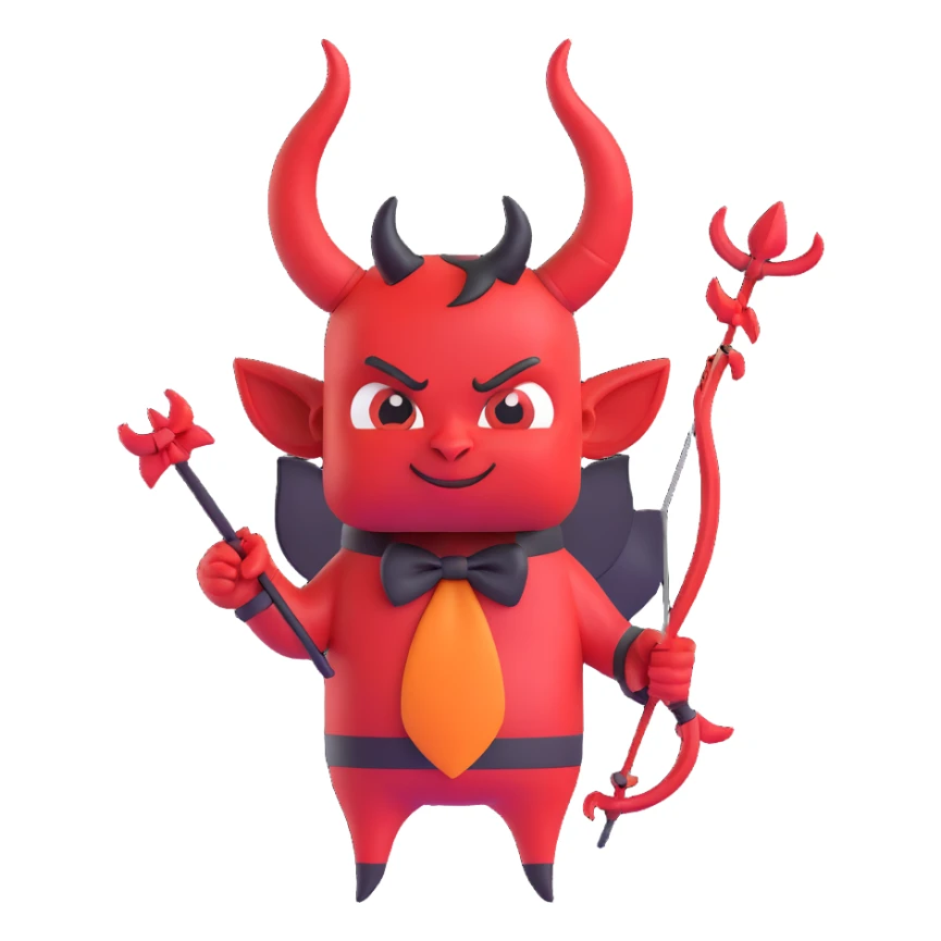 devil bow, red and black colors, small horns on the bow, pointed ends, mischievous vibe sticker
