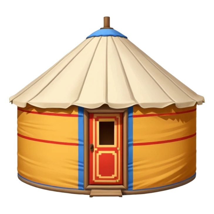 Mongolian yurt, traditional round hut, simple emoji style sticker