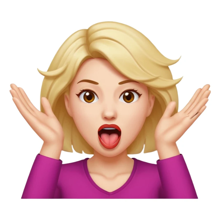 women with tongue out and both hands up by face shaking violently sticker