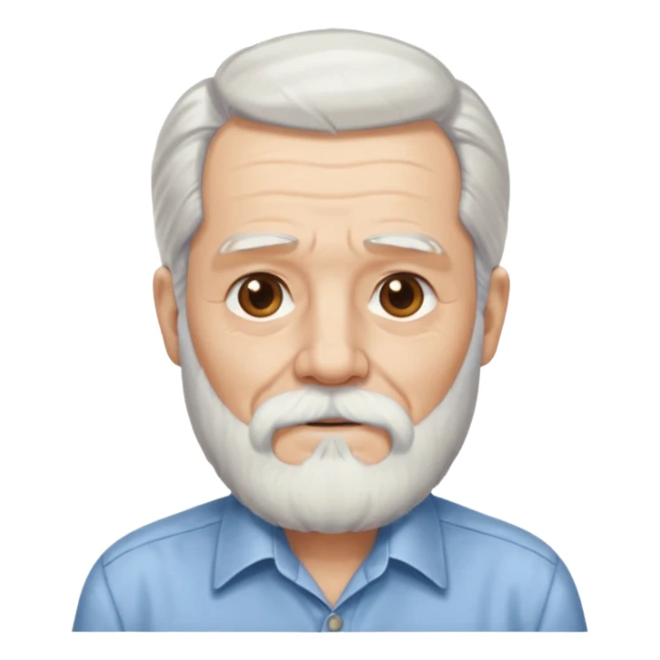 elderly man long hair and long bearded with shirt sticker