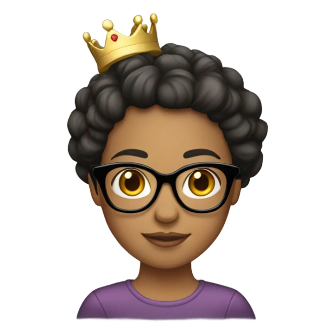 Crown on dark hair girl wearing glasses sticker