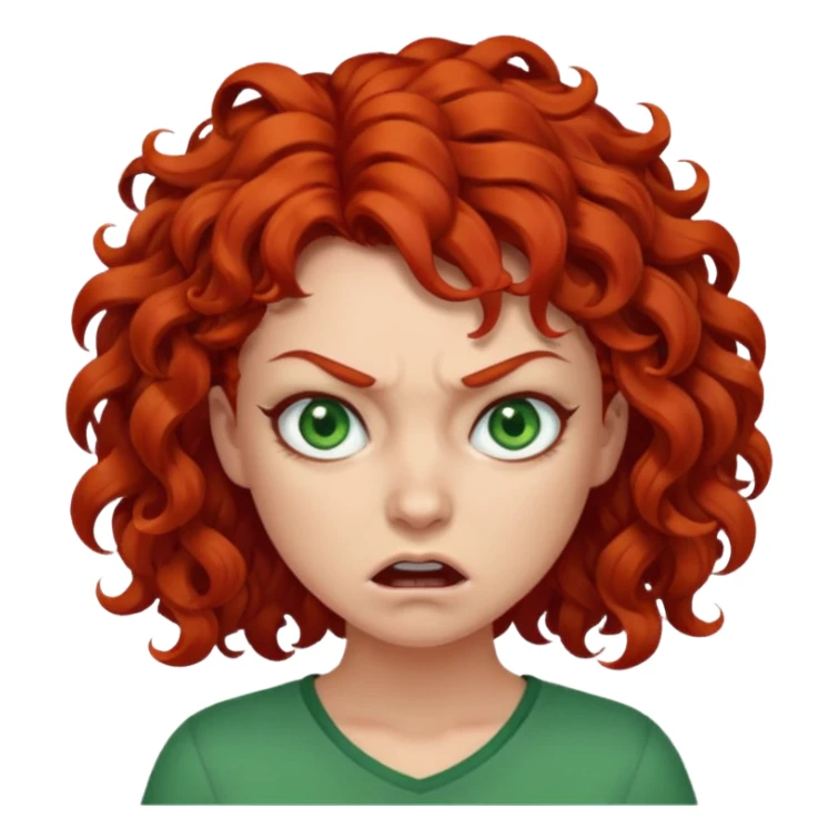 👩🏻‍🦰curly hair angry  but cute green eyes sticker
