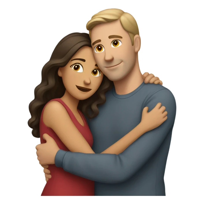 White man an hispanic woman hug each other sticker