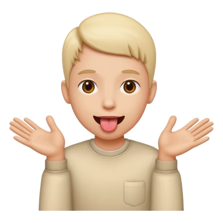 Tongue out with hands on the side sticker