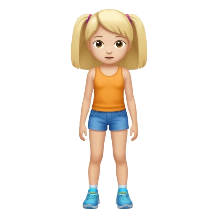 Child 8 year old girl standing  no shorts no shirt sticker