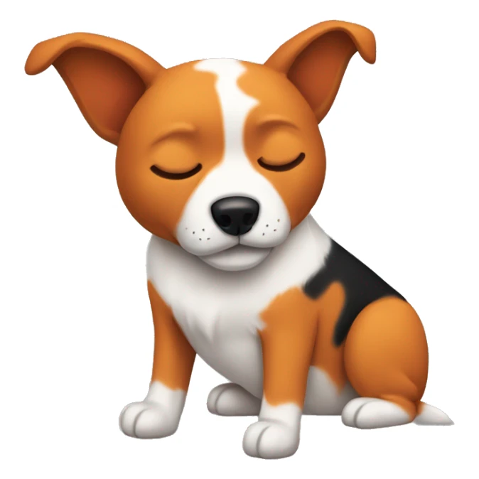Orange, black, and white dog with pointy ears sleeping sticker