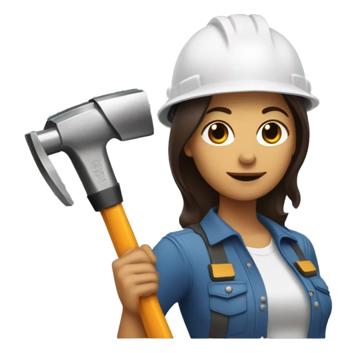 brunettewoman with a construction helmet and an electric hammer in her hand sticker