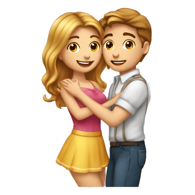 L’amour de deux couples jeunes avec des bisous sur la bouche  sticker