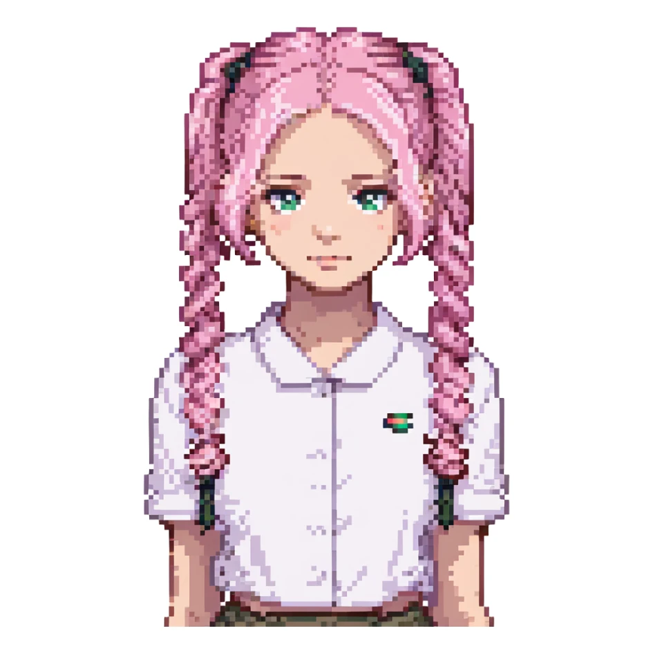A girl with pink hair tied on both sides sticker