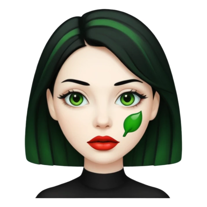 woman with greenl ips sticker