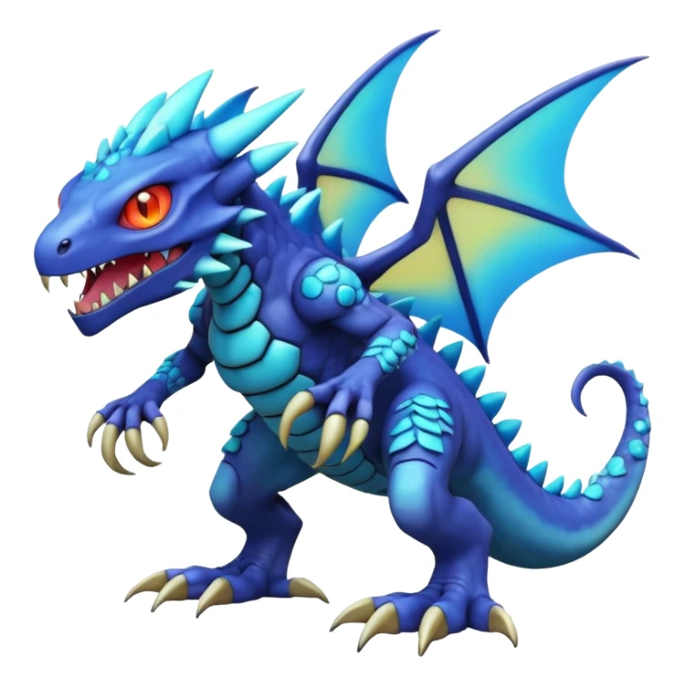 A 3D CGI model of a randomly-colored cool badass Fakémon-Pokémon-Digimon-Spectrobe-creature (full body) sticker