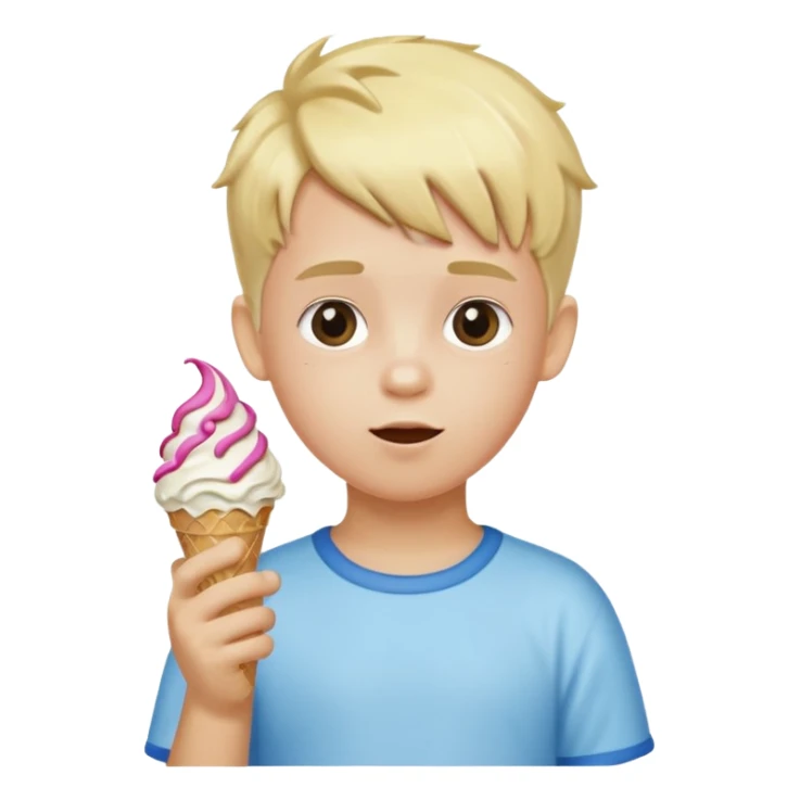 Blonde kid with ice cream haircut with one hand up and one is down sticker