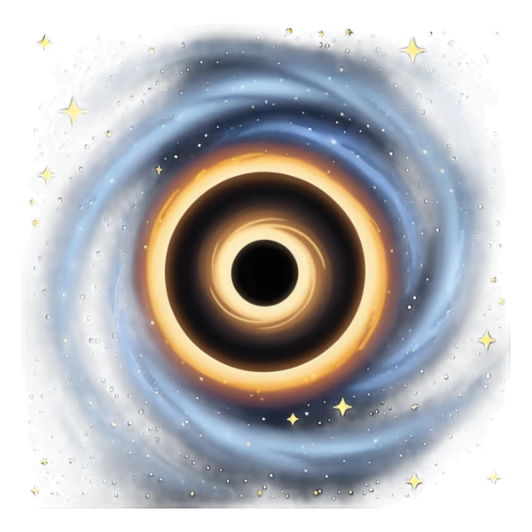 A black hole swirling with mysterious darkness, surrounded by stars and galaxies sticker