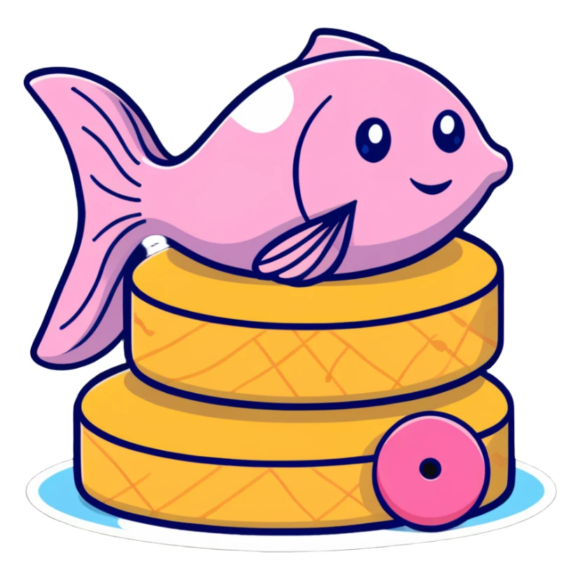 A sleek, modern Apple-inspired design with fish cake with pink swirl, rice cracker, and dango arranged in a clean, minimalist style with subtle Apple company aesthetic sticker