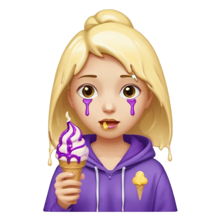 girl in purple hoodie holding ice cream sticker