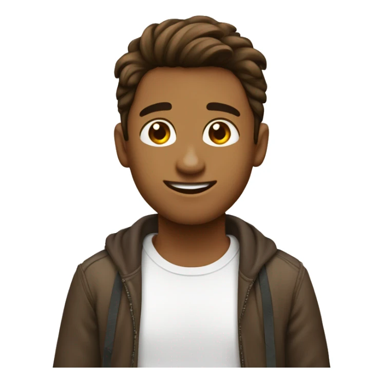 Emoji de chico joven con pelo marrón con tupé sticker