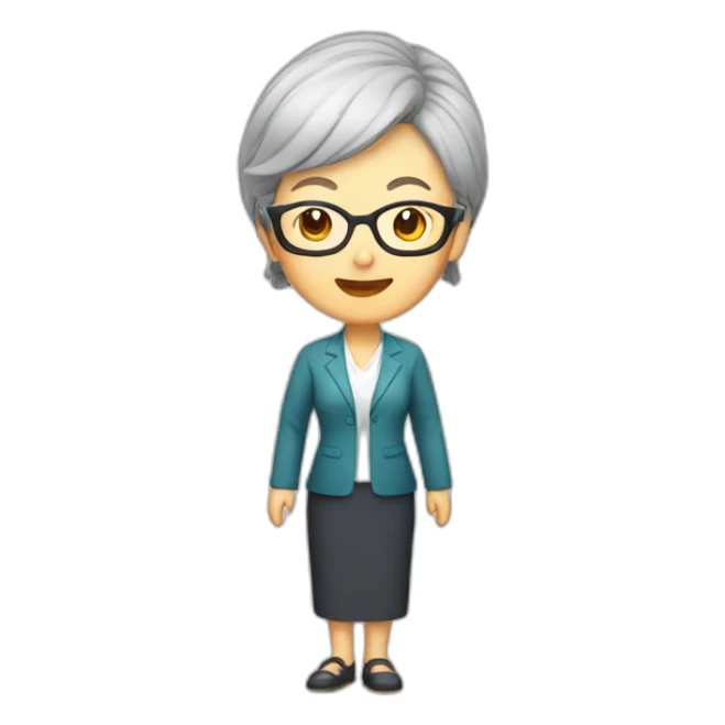 Chinese senior lady teacher wear glasses standing sticker