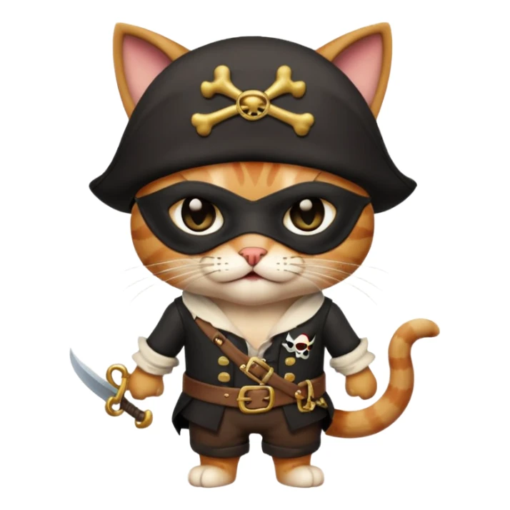 pirate cat with human body eye mask sticker