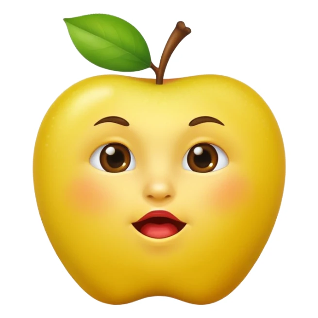 Yellow apple emoji biting lip and raising one eyebrow sticker