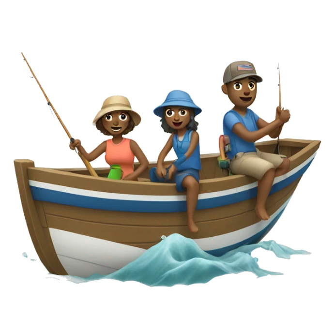 family fishing on a boat sticker