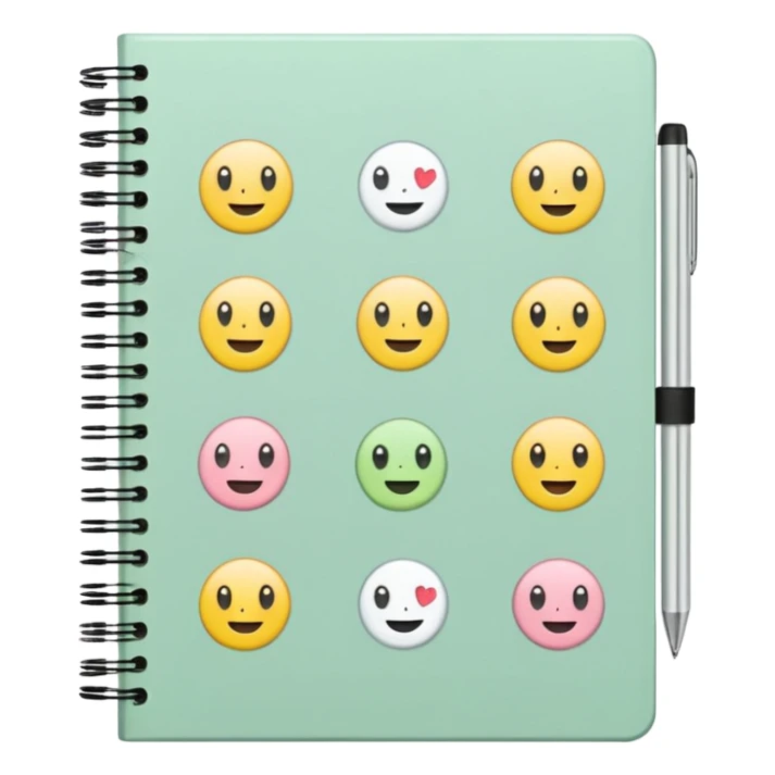 pale green note book with cute stickers sticker