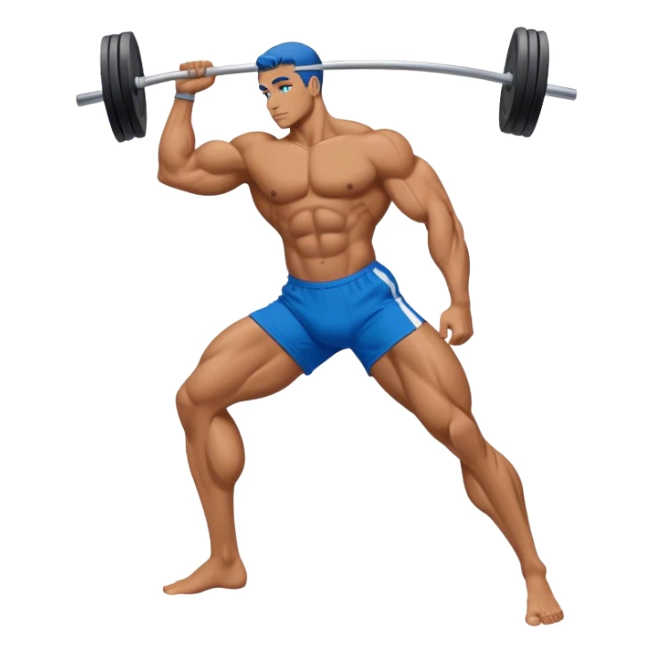 side-view of bodybuilder with blue shorts glute-bridges sticker