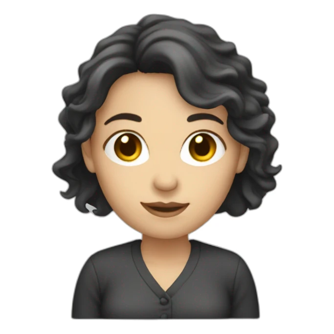 white woman dark hair presenting a slide sticker