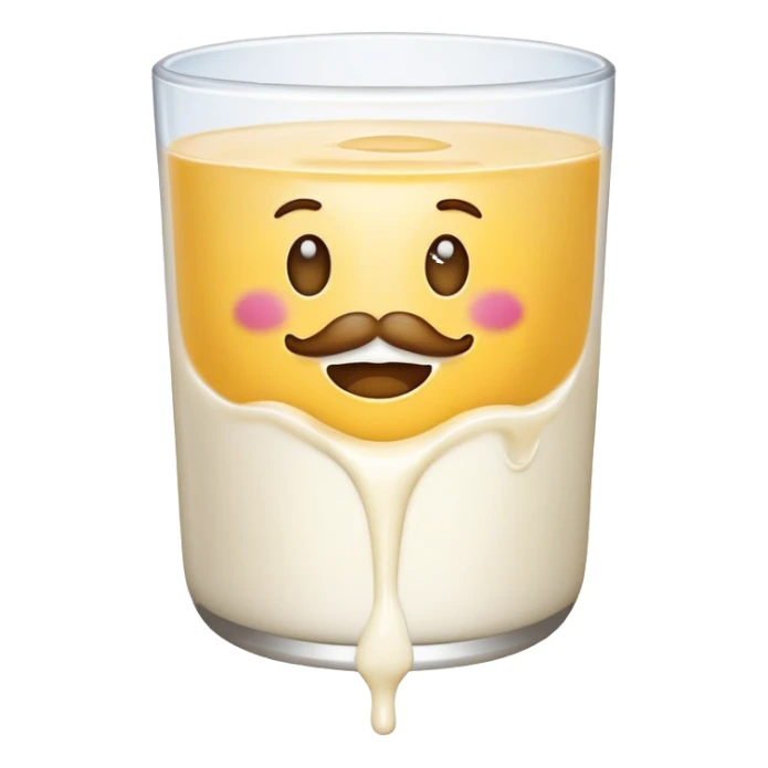 Emoji drinking milk but missing his face but lowkey being kinda proud about being covered in milk sticker