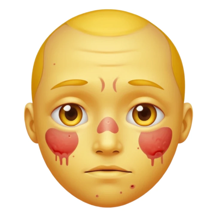 A circular yellow face with many small and close together face herpes sores sticker